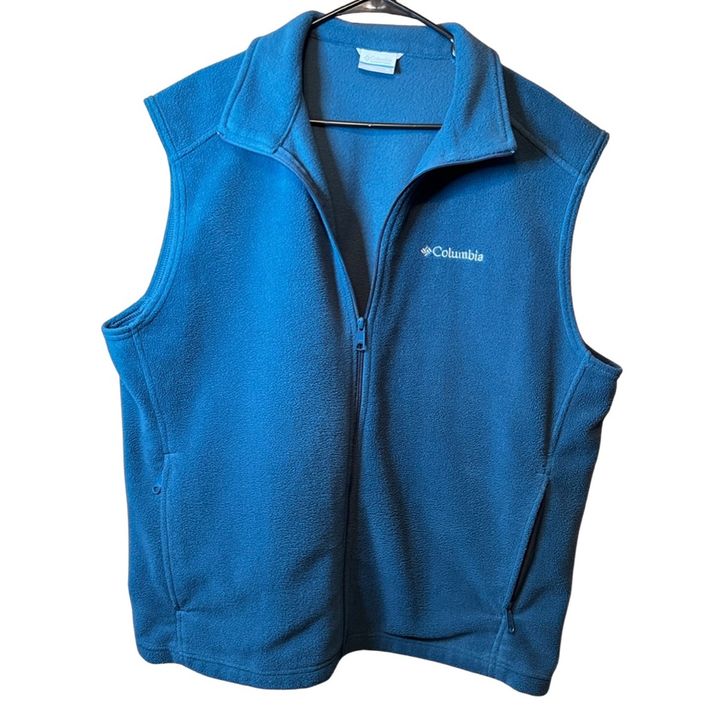 Columbia Sweater Vest Jacket Adult XL Blue Zip Fleece